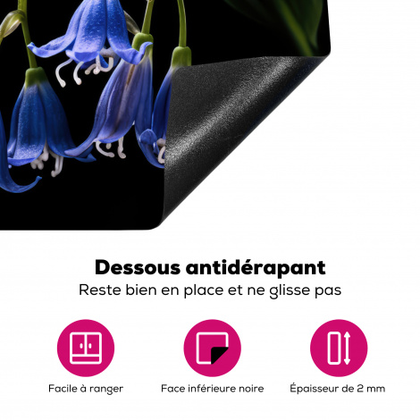 Protège-plaque à induction - Jacinthe - Fleurs - Bleu - Nature - Noir-4