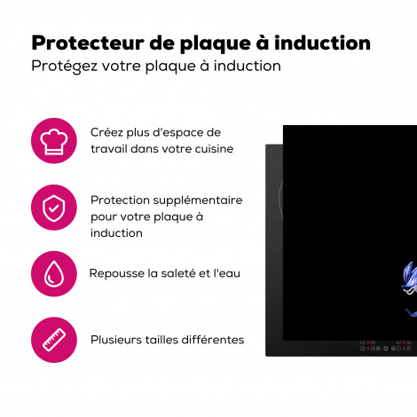 Protège-plaque à induction - Jacinthe - Fleurs - Bleu - Nature - Noir-3