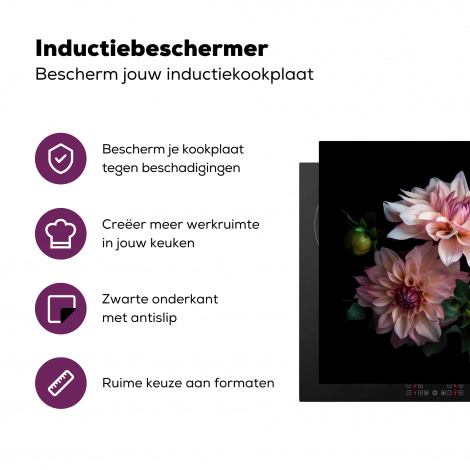 Inductiebeschermer - Dahlia - Wit - Bloemen - Roze - Natuur-3