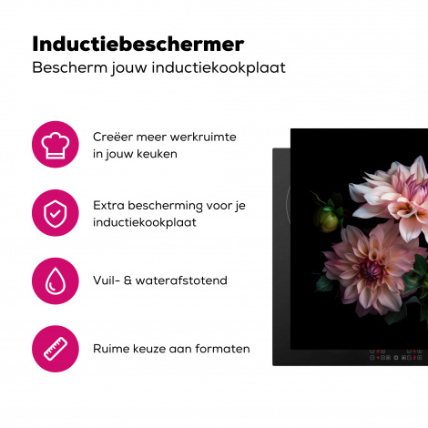 Inductiebeschermer - Dahlia - Wit - Bloemen - Roze - Natuur-3