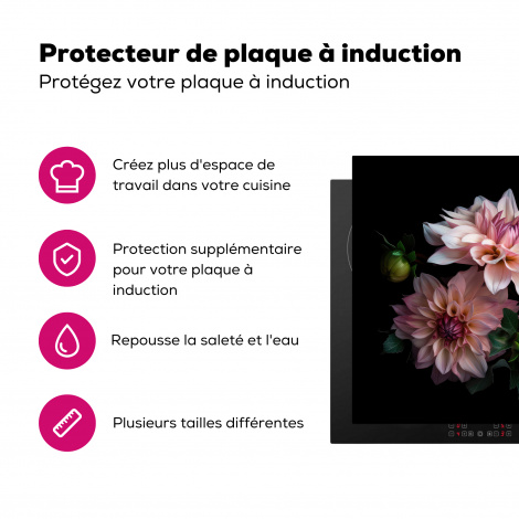 Protège-plaque à induction - Dahlia - Blanc - Fleurs - Rose - Nature-3