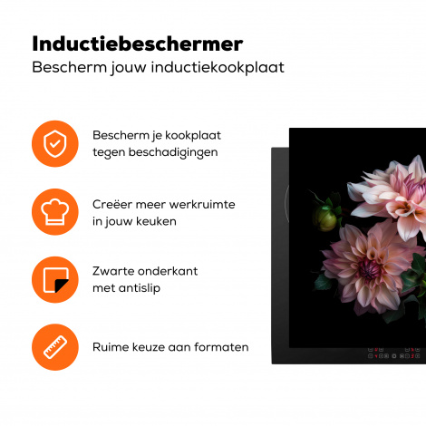 Inductiebeschermer - Dahlia - Wit - Bloemen - Roze - Natuur-3
