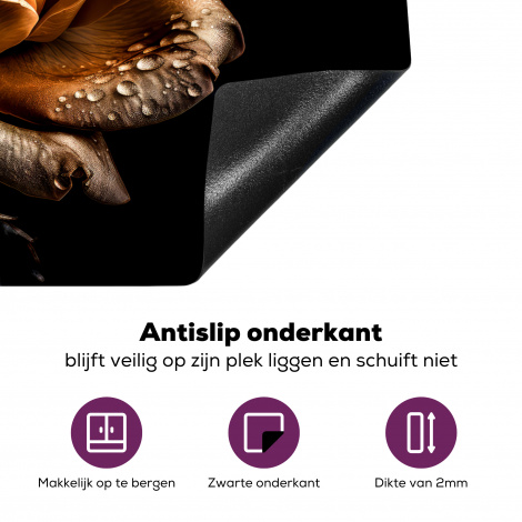 Inductiebeschermer - Roos - Goud - Bloemen - Botanisch Zwart-4