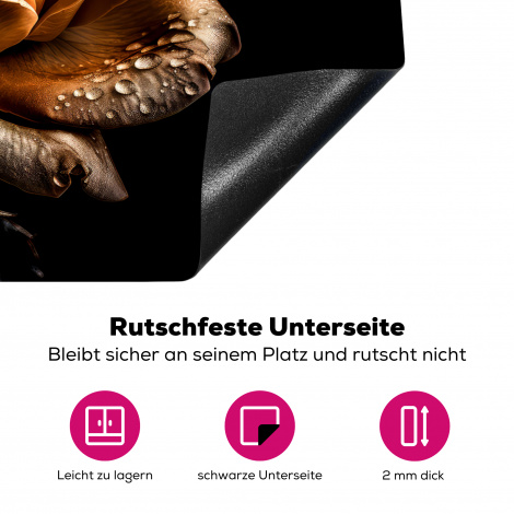 Herdabdeckplatte - Rose - Gold - Blumen - Botanisch Schwarz-4