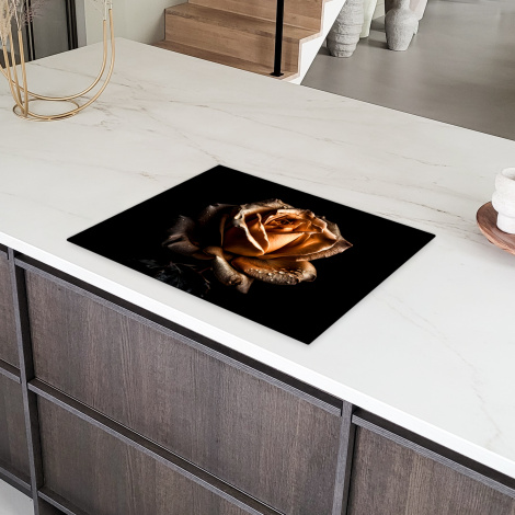 Herdabdeckplatte - Rose - Gold - Blumen - Botanisch Schwarz-6