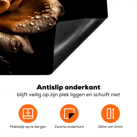 Inductiebeschermer - Roos - Goud - Bloemen - Botanisch Zwart-4