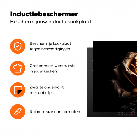 Inductiebeschermer - Roos - Goud - Bloemen - Botanisch Zwart-3