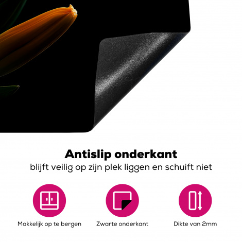 Inductiebeschermer - Bloemen - Lelie - Oranje - Portret - Zwart-4