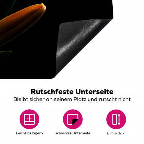 Herdabdeckplatte - Blumen - Lilie - Orange - Porträt - Schwarz-4