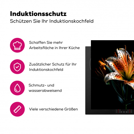 Herdabdeckplatte - Blumen - Lilie - Orange - Porträt - Schwarz-3