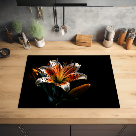 Herdabdeckplatte - Blumen - Lilie - Orange - Porträt - Schwarz-2