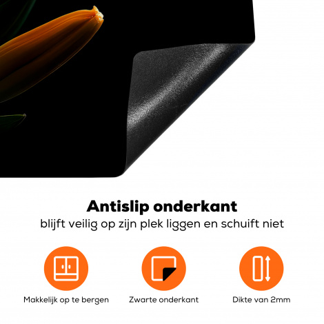 Inductiebeschermer - Bloemen - Lelie - Oranje - Portret - Zwart-4