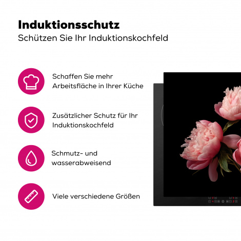 Herdabdeckplatte - Blumen - Pfingstrose - Rosa - Botanisch - Natur-3