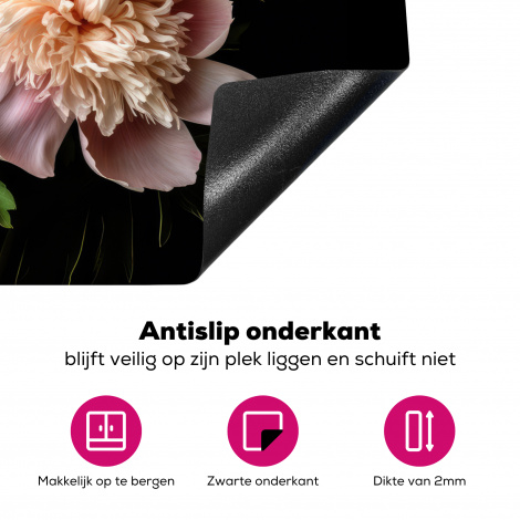 Inductiebeschermer - Pioenrozen - Bloemen - Natuur - Roze - Wit-4