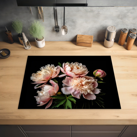 Inductiebeschermer - Pioenrozen - Bloemen - Natuur - Roze - Wit-2