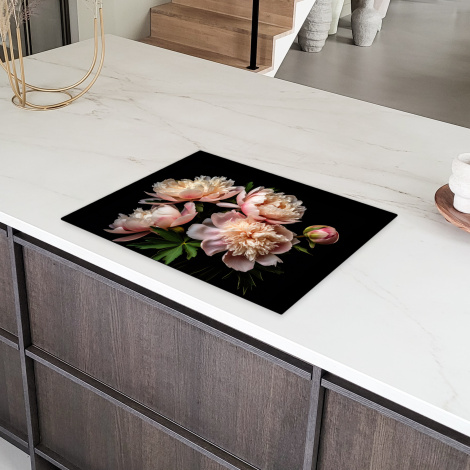 Inductiebeschermer - Pioenrozen - Bloemen - Natuur - Roze - Wit-6
