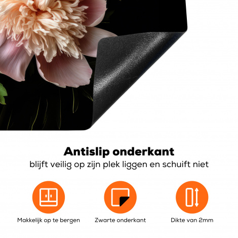 Inductiebeschermer - Pioenrozen - Bloemen - Natuur - Roze - Wit-4