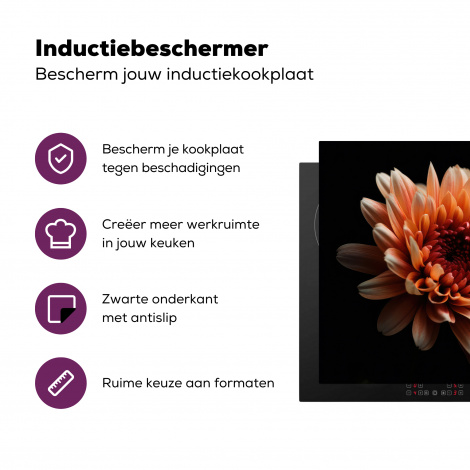 Inductiebeschermer - Bloemen - Oranje - Natuur - Chrysant - Zwart-3