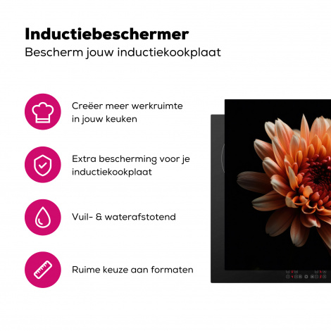 Inductiebeschermer - Bloemen - Oranje - Natuur - Chrysant - Zwart-3