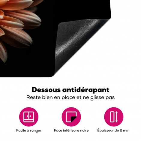 Protège-plaque à induction - Fleurs - Orange - Nature - Chrysanthème - Noir-4