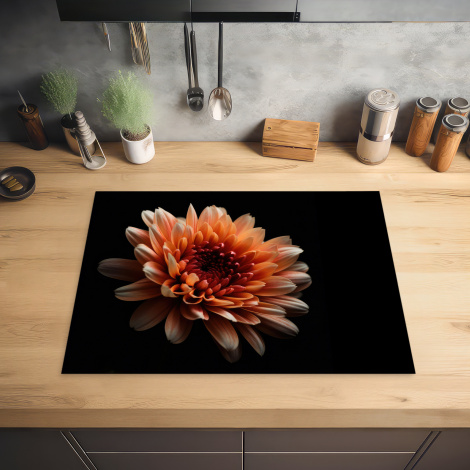 Herdabdeckplatte - Blumen - Orange - Natur - Chrysantheme - Schwarz-2