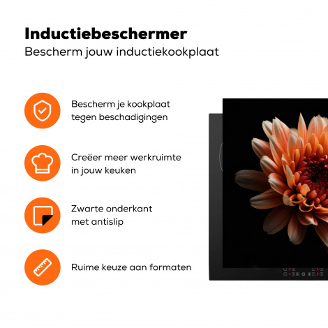 Inductiebeschermer - Bloemen - Oranje - Natuur - Chrysant - Zwart-3