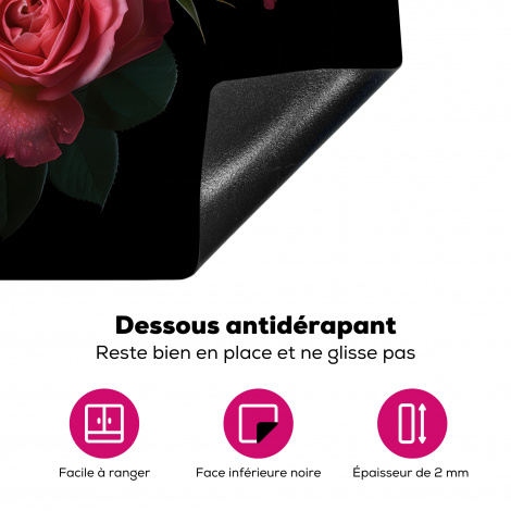 Protège-plaque à induction - Roses - Rose - Fleurs - Nature - Noir-4