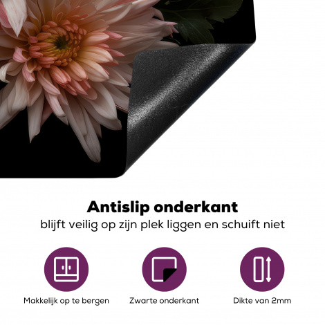 Inductiebeschermer - Chrysant - Bloemen - Wit - Natuur - Zwart-4