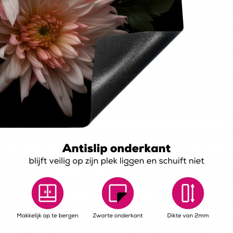 Inductiebeschermer - Chrysant - Bloemen - Wit - Natuur - Zwart-4