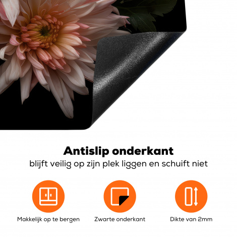 Inductiebeschermer - Chrysant - Bloemen - Wit - Natuur - Zwart-4