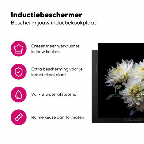 Inductiebeschermer - Bloemen - Chrysant - Wit - Natuur - Botanisch-3