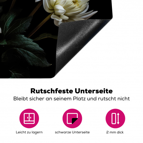 Herdabdeckplatte - Blumen - Chrysantheme - Weiß - Natur - Botanisch-4