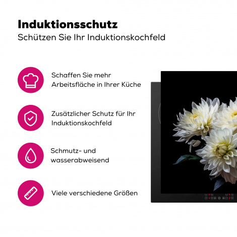 Herdabdeckplatte - Blumen - Chrysantheme - Weiß - Natur - Botanisch-3