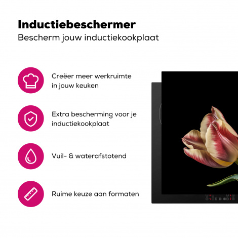 Inductiebeschermer - Tulpen - Bloemen - Roze - Wit - Natuur-3