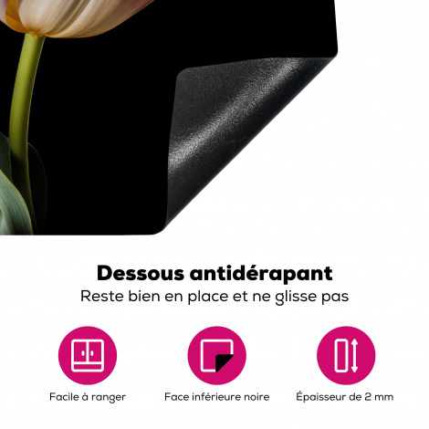 Protège-plaque à induction - Tulipes - Fleurs - Rose - Blanc - Nature-4