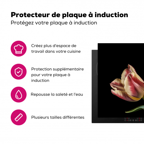 Protège-plaque à induction - Tulipes - Fleurs - Rose - Blanc - Nature-3