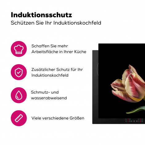 Herdabdeckplatte - Tulpen - Blumen - Rosa - Weiß - Natur-3