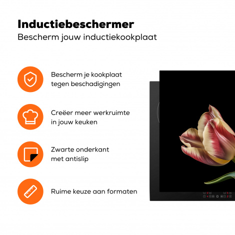 Inductiebeschermer - Tulpen - Bloemen - Roze - Wit - Natuur-3