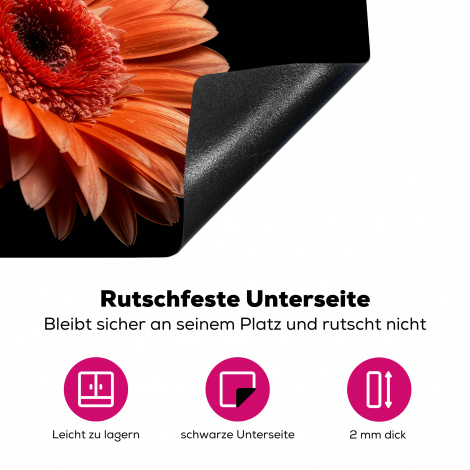 Herdabdeckplatte - Blumen - Botanisch - Gerbera - Orange - Schwarz-4