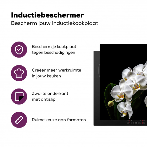 Inductiebeschermer - Orchidee - Bloemen - Wit - Natuur - Zwart-3