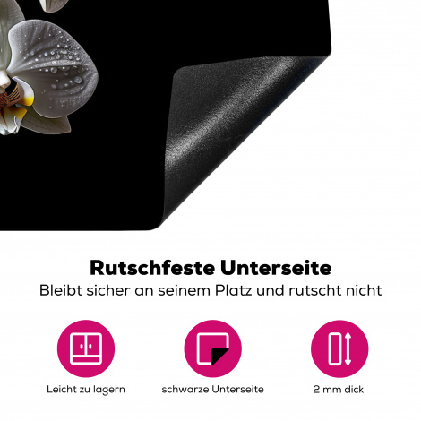 Herdabdeckplatte - Orchidee - Blumen - Weiß - Natur - Schwarz-4