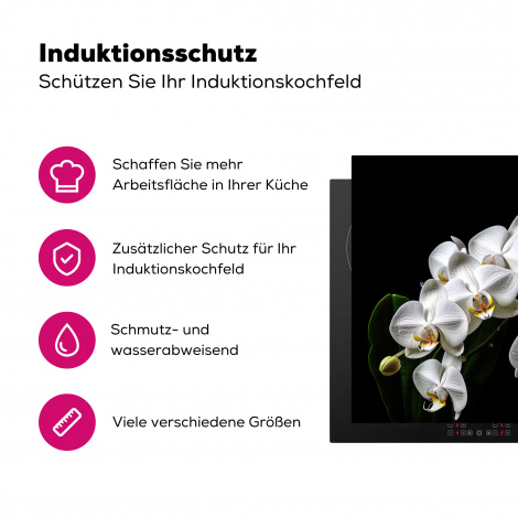 Herdabdeckplatte - Orchidee - Blumen - Weiß - Natur - Schwarz-3