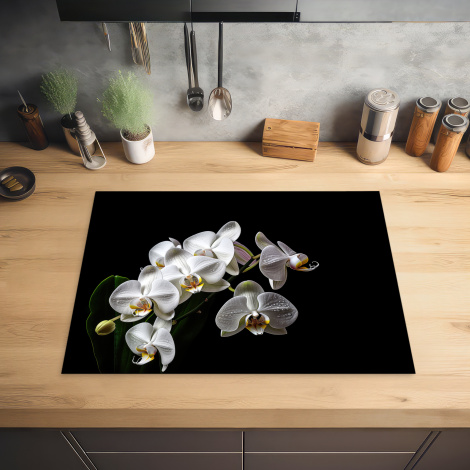 Inductiebeschermer - Orchidee - Bloemen - Wit - Natuur - Zwart-2