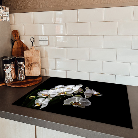 Inductiebeschermer - Orchidee - Bloemen - Wit - Natuur - Zwart-5