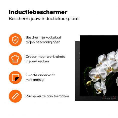 Inductiebeschermer - Orchidee - Bloemen - Wit - Natuur - Zwart-3
