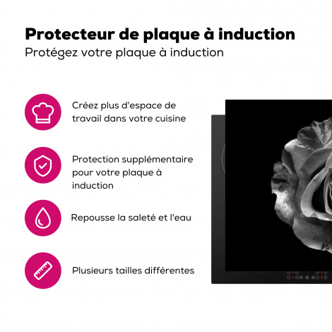 Protège-plaque à induction - Fleur - Rose - Rouge - Noir-3