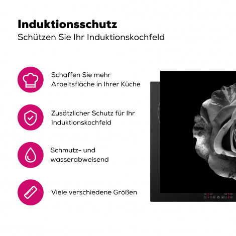 Herdabdeckplatte - Blume - Rose - Rot - Schwarz-3