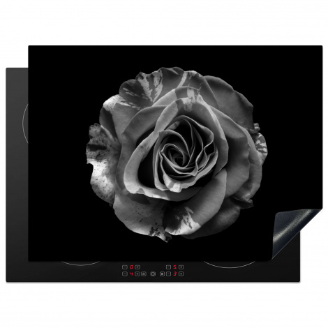 Herdabdeckplatte - Blume - Rose - Rot - Schwarz