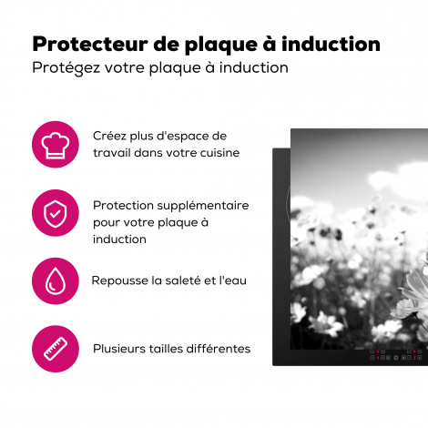 Protège-plaque à induction - Fleurs - Prairie - Violet - Herbe - Blanc - Nuages - Bleu-3