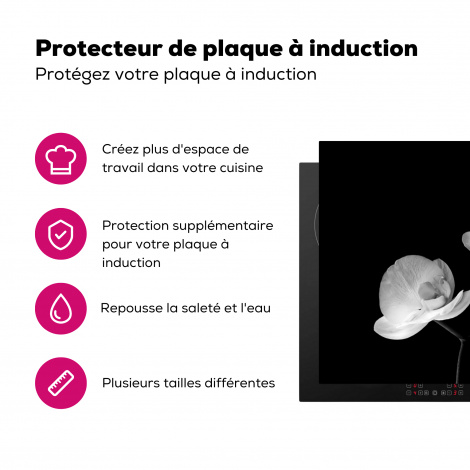 Protège-plaque à induction - Orchidée - Fleurs - Noir - Blanc-3
